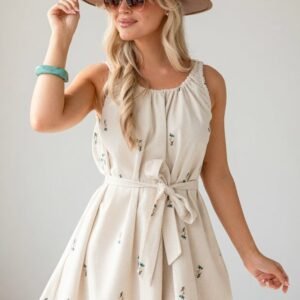 Amber Fields Natural Floral Mini Dress