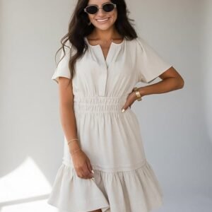 Apple Orchid Smocked Waist Mini Dress
