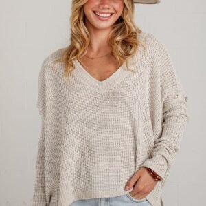 Back Story Grey Oversized Knit Top