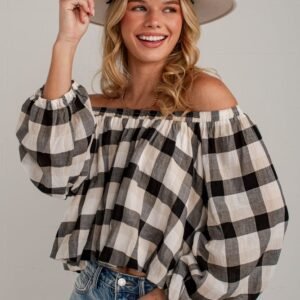 Check The Forecast Black Plaid Blouse