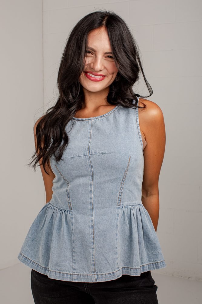 Chic Vision Denim Peplum Tank