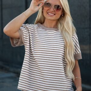Comfiest Trend Stripe Taupe Casual Top