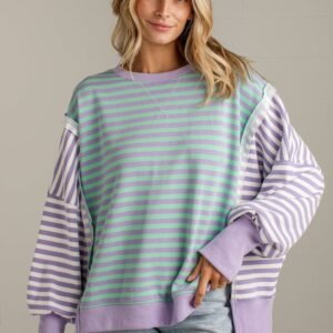 Cool Mornings Lavender Stripe Casual Pullover