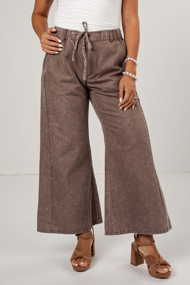 Espresso Hour Brown Drawstring Pants