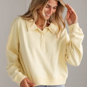 Fall Sunshine Light Yellow Collared Pullover