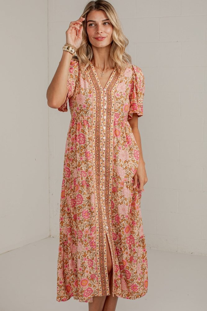 Free Spirit Pink Floral Maxi Dress