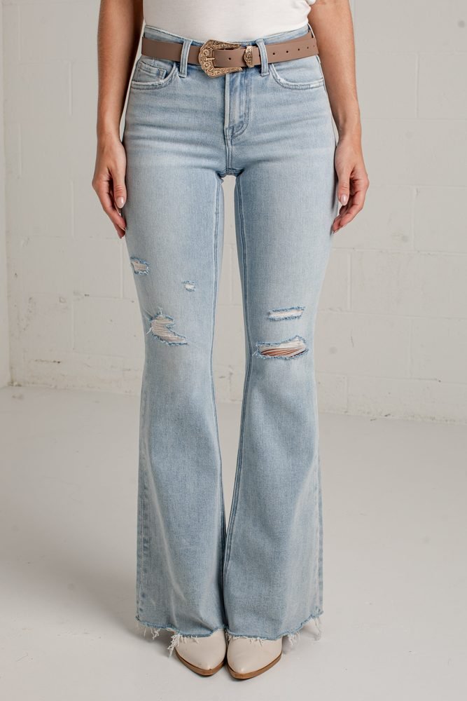 Lesley High Rise Light Wash Mini Flare Jeans