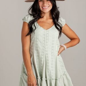 On The Avenue Mint Eyelet Mini Dress