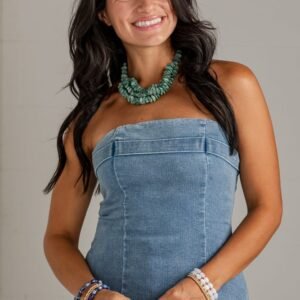 On Trend Denim Blue Tube Top