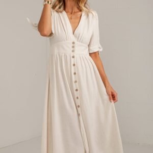 Park Avenue Button Front Midi Dress