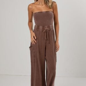 Pretty Little Secret Brown Strapless Jumpsuit