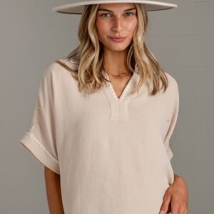 Soft Spoken Contrast Trim Casual Top