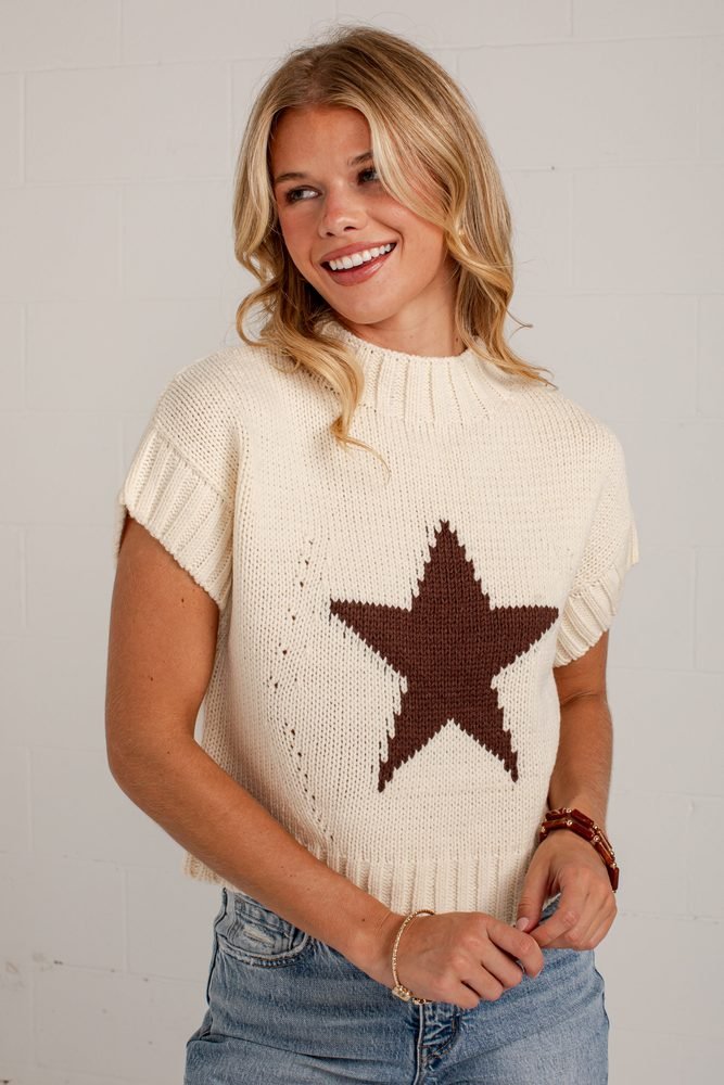 Star Moment Cream Knit Sweater