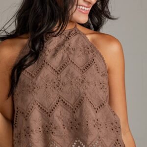 Sweet Bliss Halter Neck Eyelet Tank