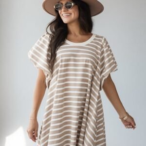 Sweet Seasons Striped Puff Sleeve Mini Dress