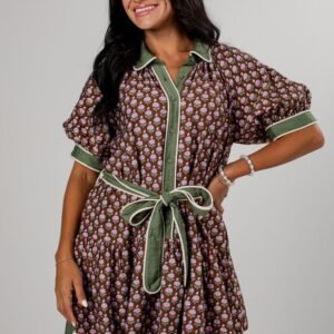 Turn Up The Charm Brown Print Mini Dress