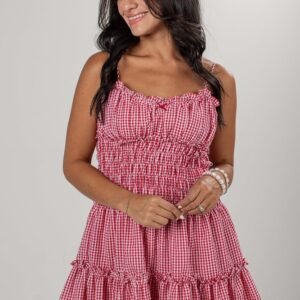 Uptown Picnic Red Gingham Mini Dress