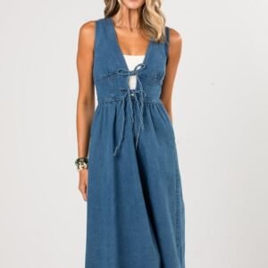 Westbrook Denim Tie Front Midi Dress