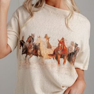 Western Ways Horses Cream Graphic Tee