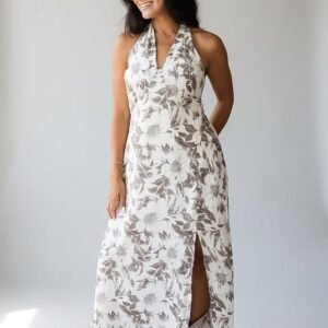 Whispering Willow Cream Floral Midi Dress