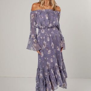 Wild Bouquet Lavender Floral Maxi Dress