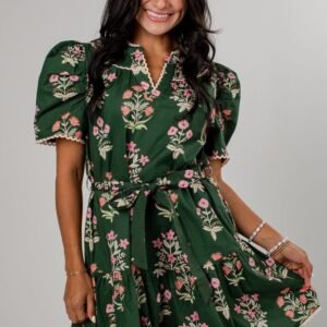 Wildflower Weekend Olive Floral Mini Dress